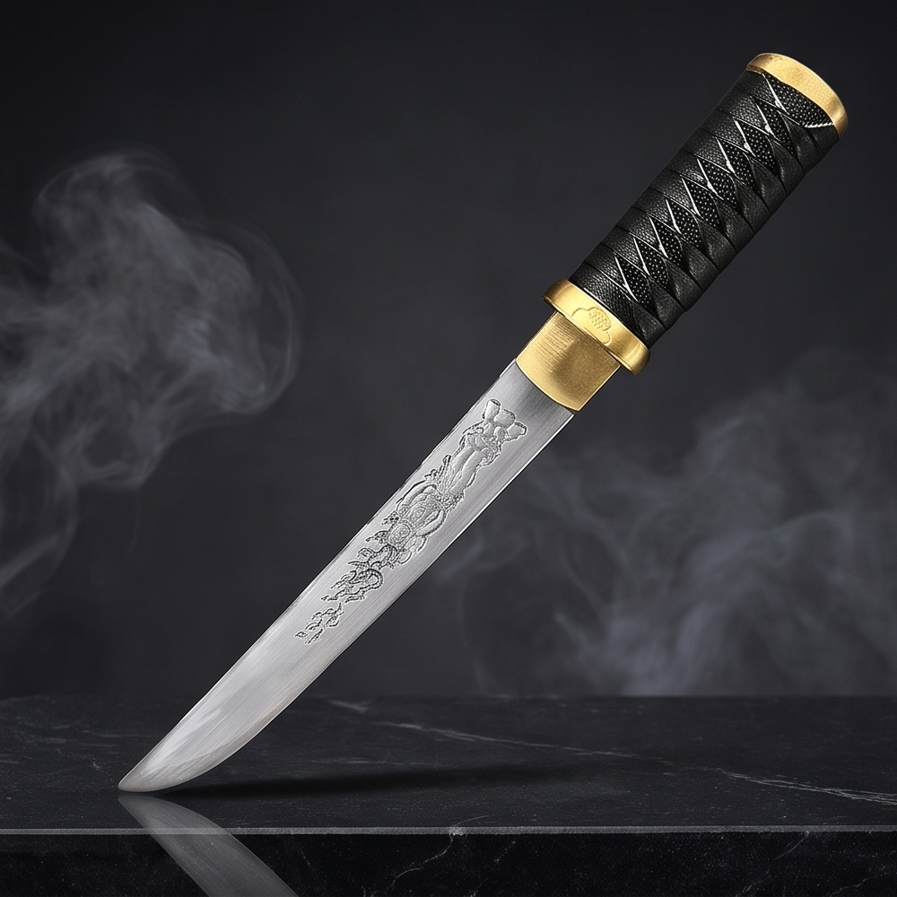 Hand-Forged Tanto Replica – Black & White Wood Scabbard Variants