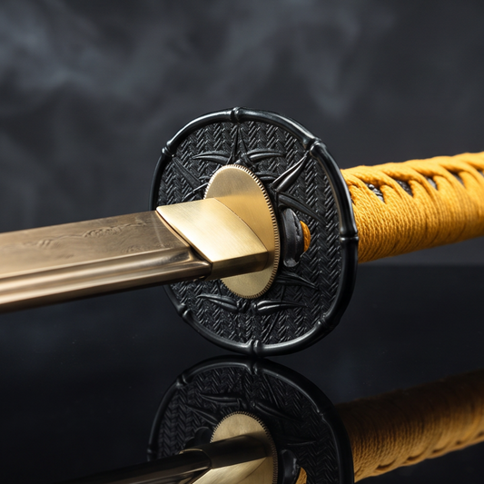 Golden Sunset Katana | Damascus Steel Premium Samurai Sword