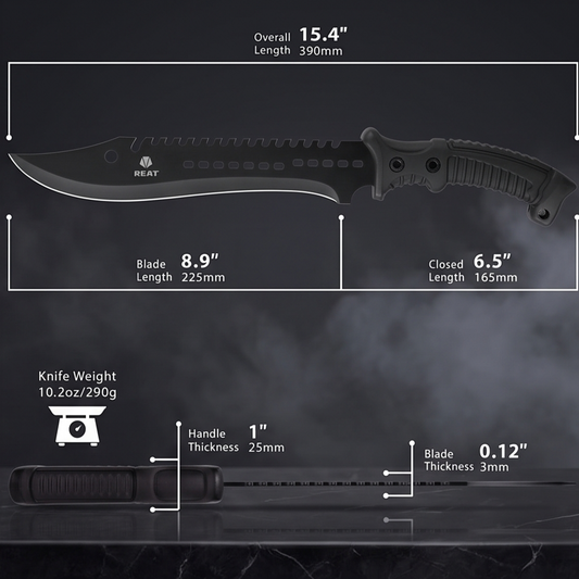 REAT 39cm Black Machete with Nylon Sheath