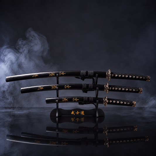 Black & Gold 3-Piece Katana Set