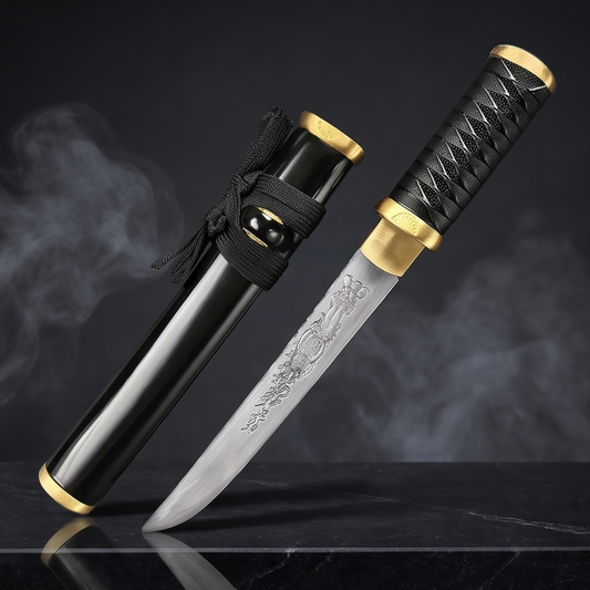 Hand-Forged Tanto Replica – Black & White Wood Scabbard Variants