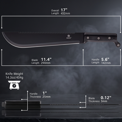 REAT 44cm Black Stainless Steel Outdoor Blade