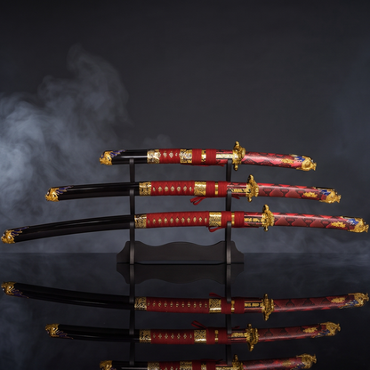 Crimson Dynasty Daisho Set | 3-Piece Samurai Sword Collector Edition