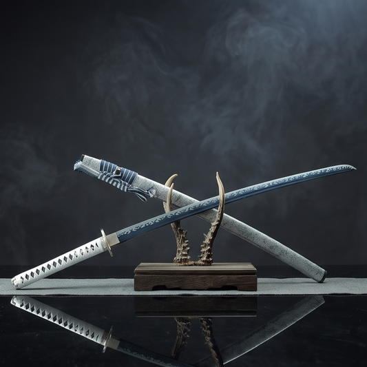 Ornate Silver Dragon Katana – 103cm Collector Display Sword with Stand