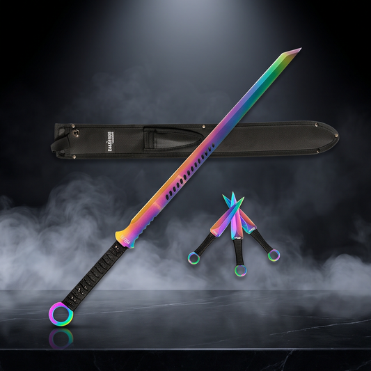 Rainbow Tactical Sword Set with 3 Kunai | Collector Edition