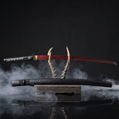 Crimson Veil Katana | Damascus Steel Samurai Sword