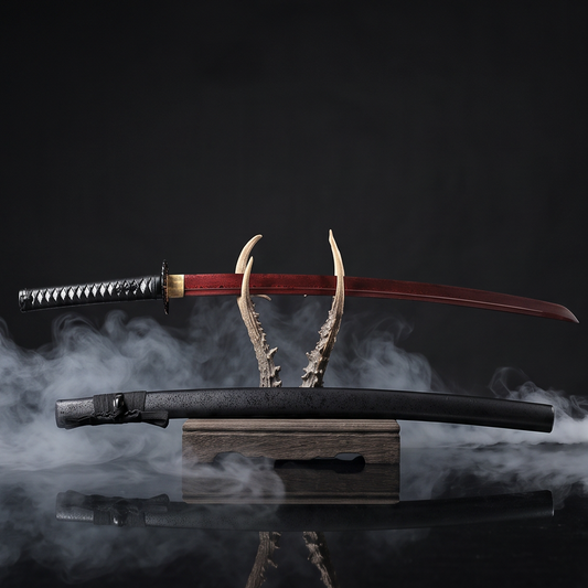 Crimson Veil Katana | Damascus Steel Samurai Sword