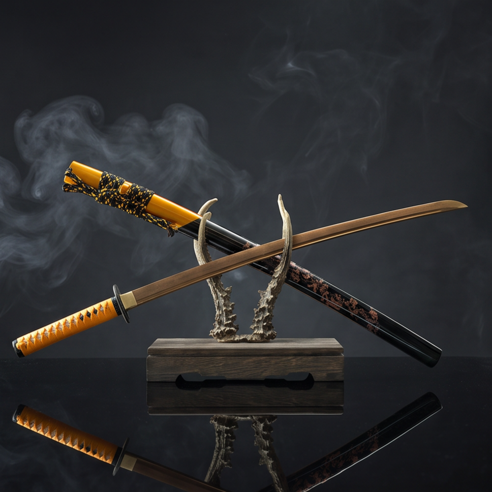 Golden Sunset Katana | Damascus Steel Premium Samurai Sword