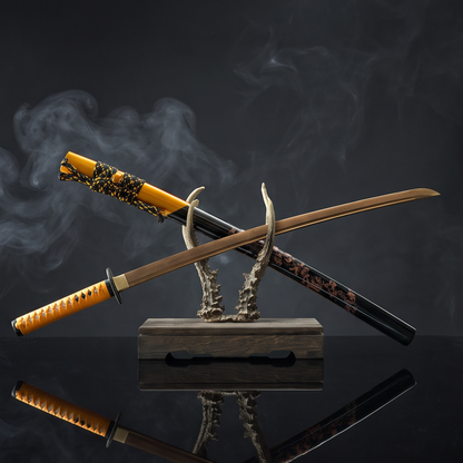 Golden Sunset Katana | Damascus Steel Premium Samurai Sword