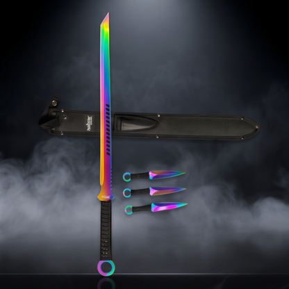 Rainbow Tactical Sword Set with 3 Kunai | Collector Edition