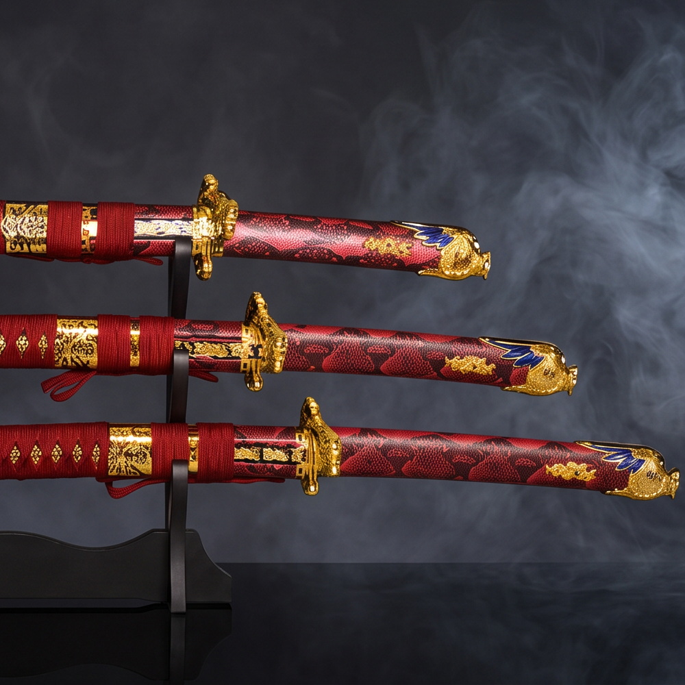 Crimson Dynasty Daisho Set | 3-Piece Samurai Sword Collector Edition