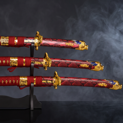 Crimson Dynasty Daisho Set | 3-Piece Samurai Sword Collector Edition