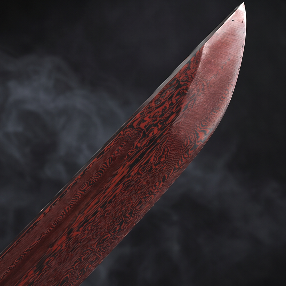 Crimson Veil Katana | Damascus Steel Samurai Sword
