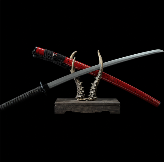Red Carbon Steel Katana with Titanium Coating – Premium Decorative Samurai Sword