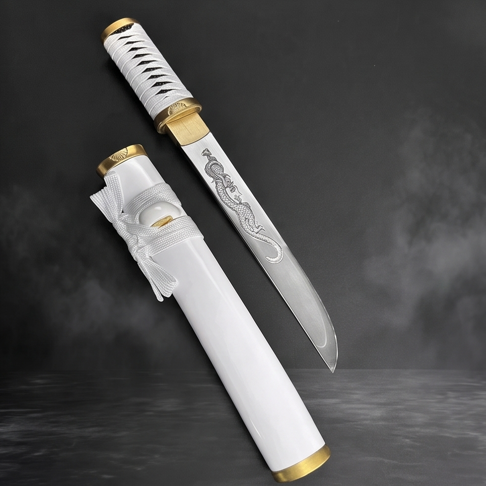 Hand-Forged Tanto Replica – Black & White Wood Scabbard Variants