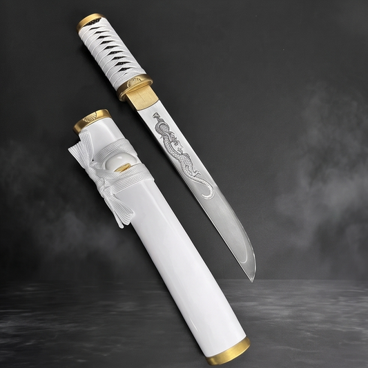 Hand-Forged Tanto Replica – Black & White Wood Scabbard Variants