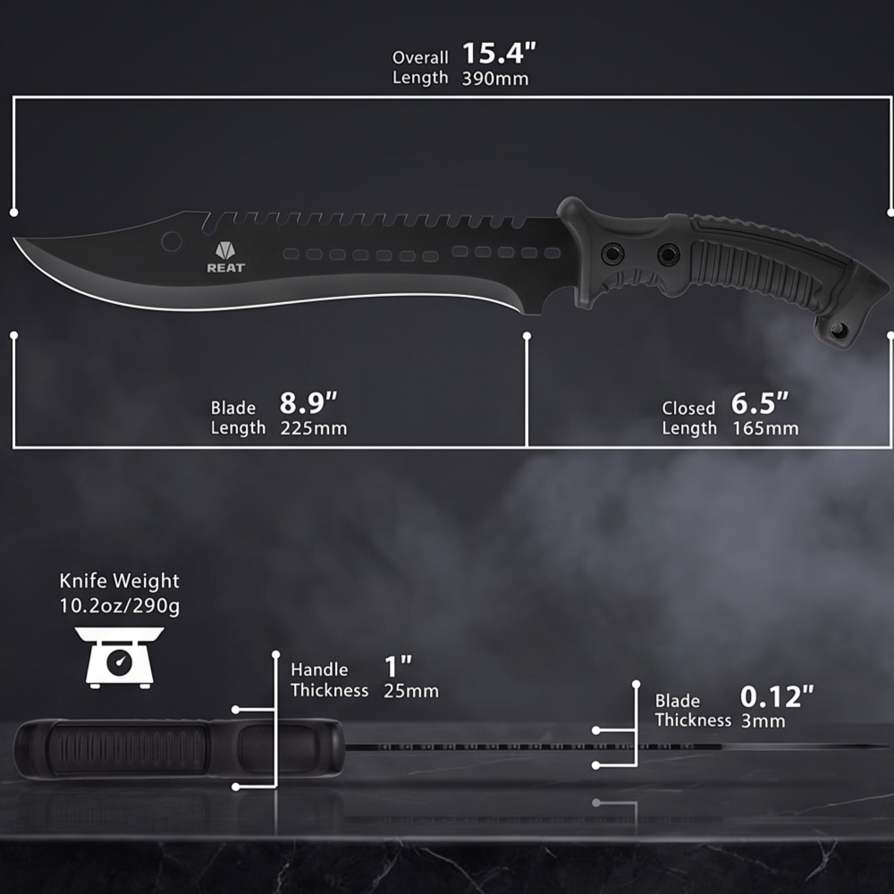 REAT 39cm Black Machete with Nylon Sheath