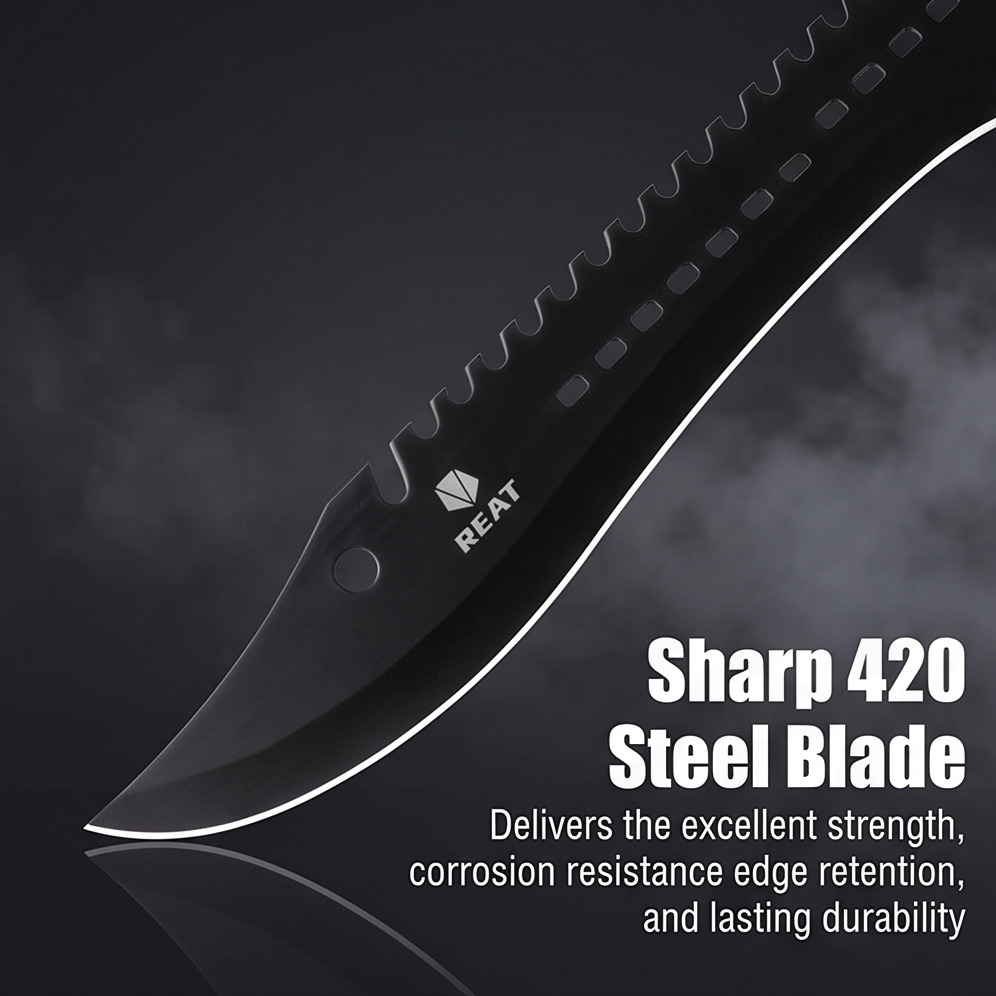 REAT 39cm Black Machete with Nylon Sheath