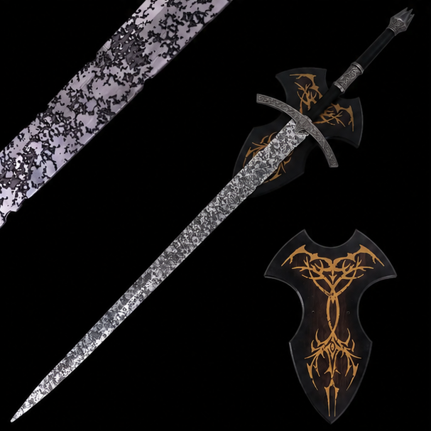 Witch-King Sword Replica – Lord of the Rings Decorative Sword with Display Shield and Scabbard