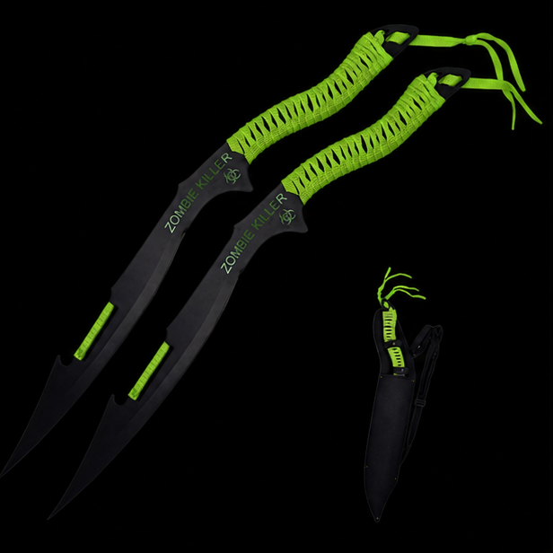 Zombie Killer Throwing Knives Set – Dual Tactical Kunai with Nylon Sheath