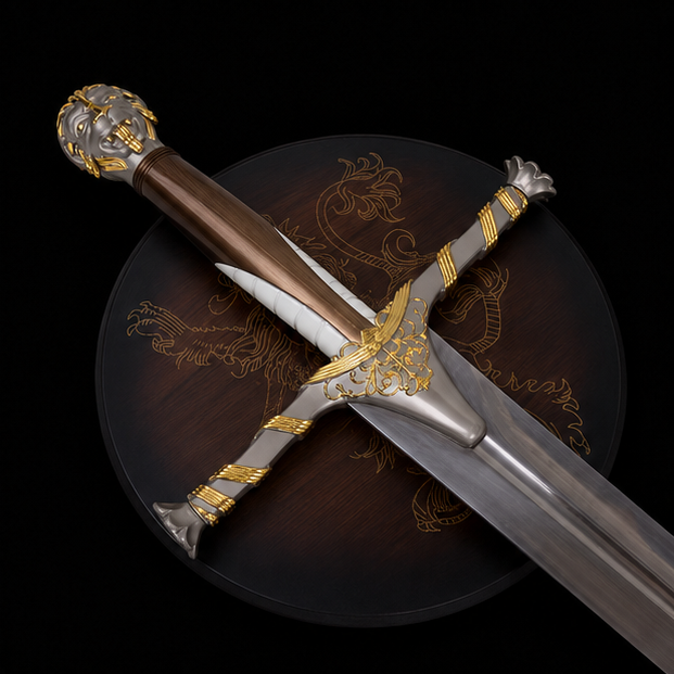 Oathkeeper Replica with Lannister Wall Plaque – Game of Thrones Collector Edition