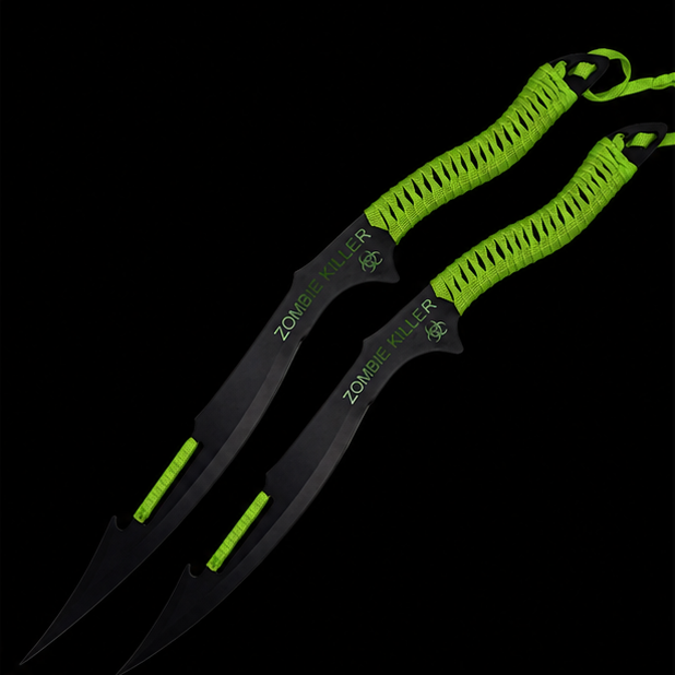 Zombie Killer Throwing Knives Set – Dual Tactical Kunai with Nylon Sheath