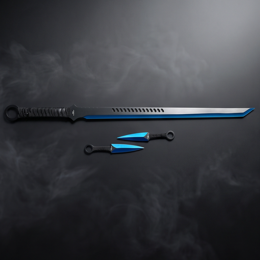Tactical Sword Set with 2 Kunai – Red & Blue Collector Edition
